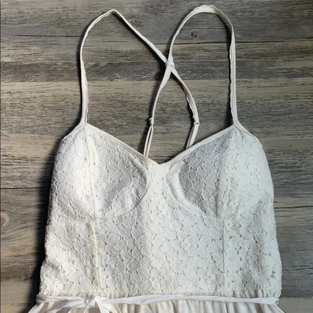 Women's American Eagle Spaghetti Strap Lace Dress With Ribbon Tie Small